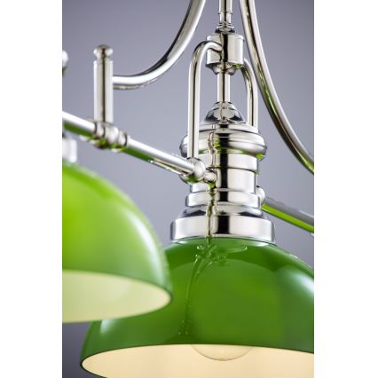 Jupiter 2072 - Lustre de haste PLATINO 3xE27/15W/230V verde/cromado brilhante