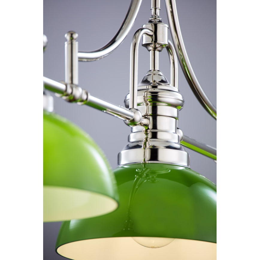 Jupiter 2072 - Lustre de haste PLATINO 3xE27/15W/230V verde/cromado brilhante