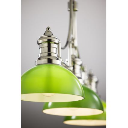 Jupiter 2072 - Lustre de haste PLATINO 3xE27/15W/230V verde/cromado brilhante
