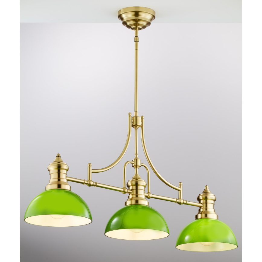 Jupiter 2074 - Lustre em haste PLATINO 3xE27/15W/230V verde/dourado