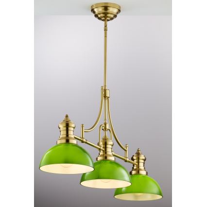 Jupiter 2074 - Lustre em haste PLATINO 3xE27/15W/230V verde/dourado