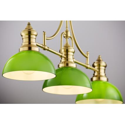 Jupiter 2074 - Lustre em haste PLATINO 3xE27/15W/230V verde/dourado