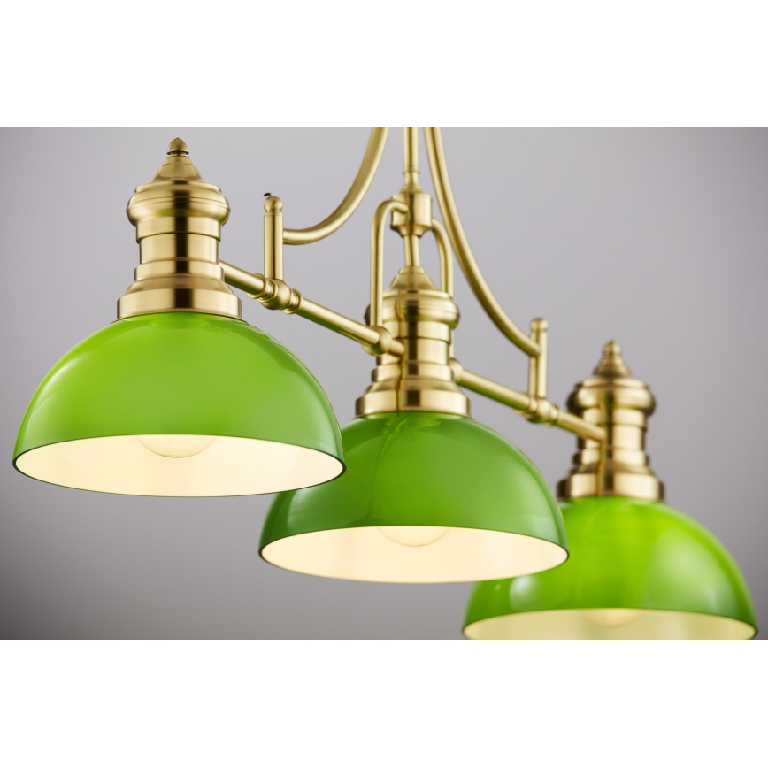 Jupiter 2074 - Lustre em haste PLATINO 3xE27/15W/230V verde/dourado
