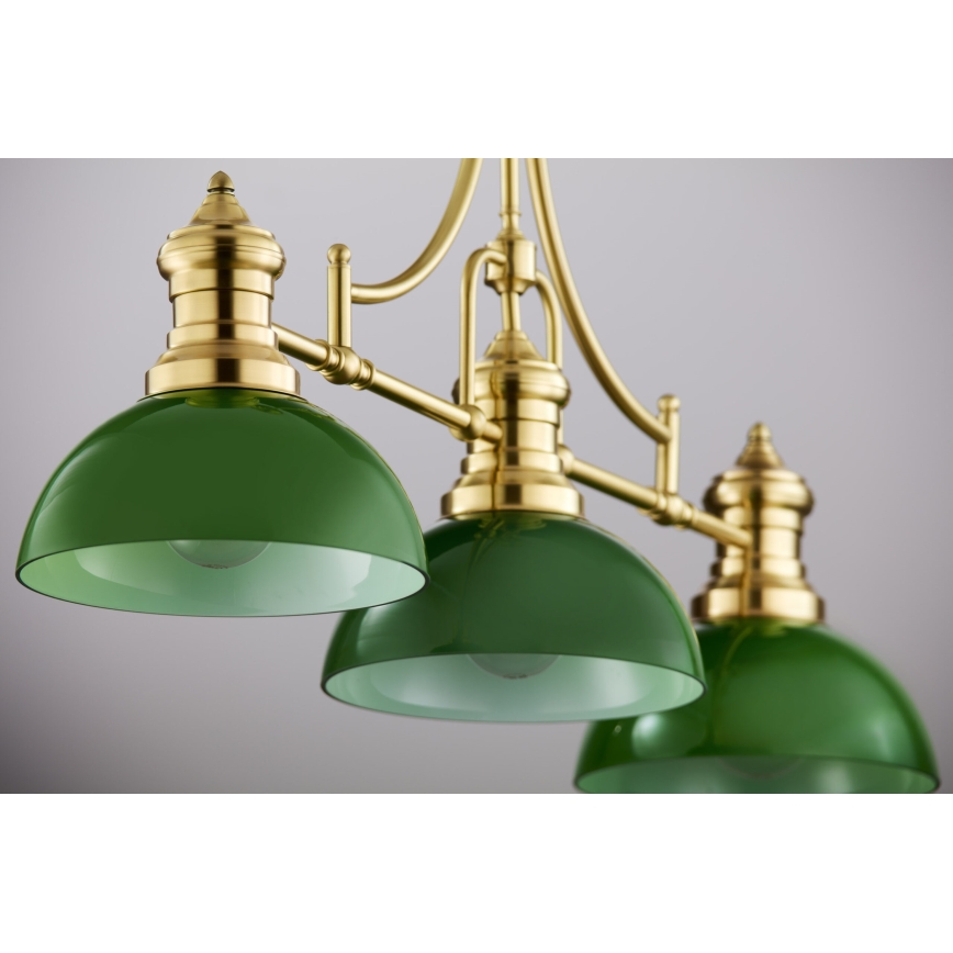 Jupiter 2074 - Lustre em haste PLATINO 3xE27/15W/230V verde/dourado