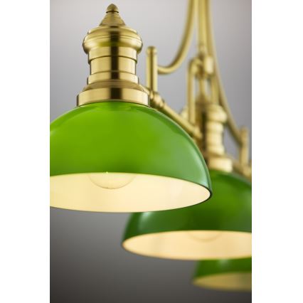 Jupiter 2074 - Lustre em haste PLATINO 3xE27/15W/230V verde/dourado