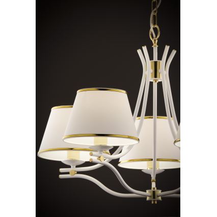 Jupiter 2084 - Lustre suspenso com corrente SAMBA 5xE27/15W/230V branco/dourado