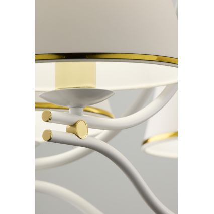Jupiter 2084 - Lustre suspenso com corrente SAMBA 5xE27/15W/230V branco/dourado