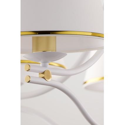 Jupiter 2084 - Lustre suspenso com corrente SAMBA 5xE27/15W/230V branco/dourado