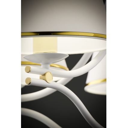 Jupiter 2084 - Lustre suspenso com corrente SAMBA 5xE27/15W/230V branco/dourado