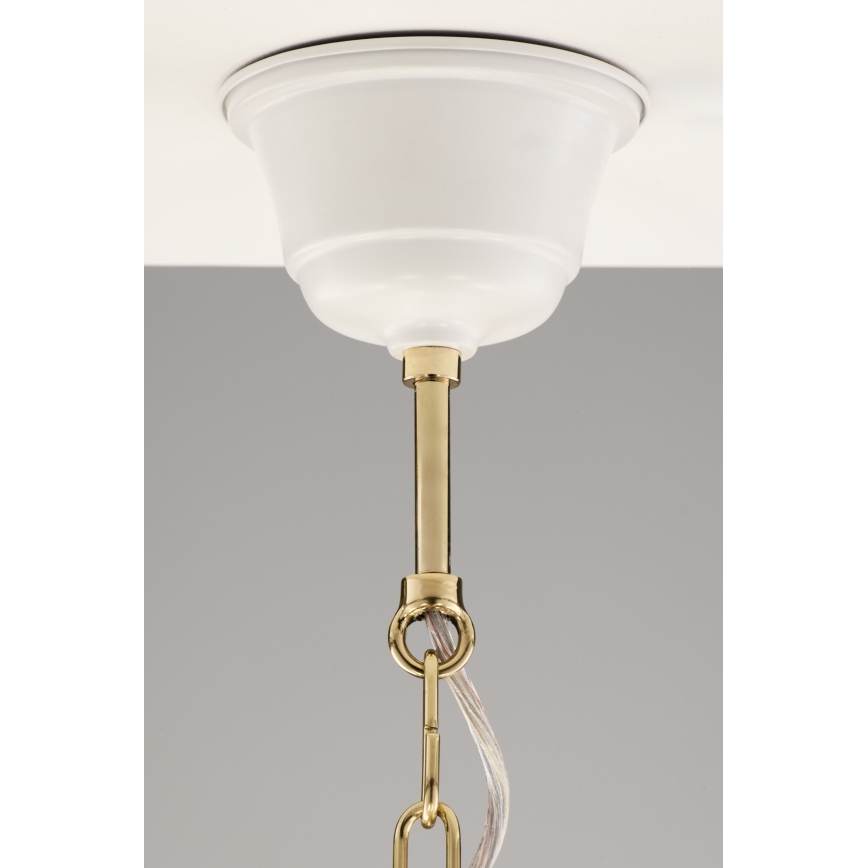 Jupiter 2084 - Lustre suspenso com corrente SAMBA 5xE27/15W/230V branco/dourado