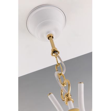 Jupiter 2084 - Lustre suspenso com corrente SAMBA 5xE27/15W/230V branco/dourado