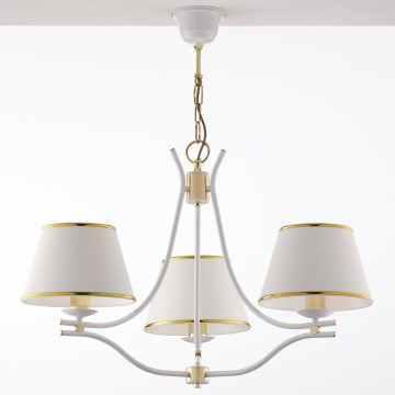 Jupiter 2085 - Lustre em corrente SAMBA 3xE27/15W/230V branco/dourado