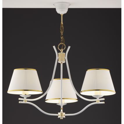 Jupiter 2085 - Lustre em corrente SAMBA 3xE27/15W/230V branco/dourado