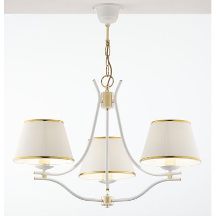 Jupiter 2085 - Lustre em corrente SAMBA 3xE27/15W/230V branco/dourado