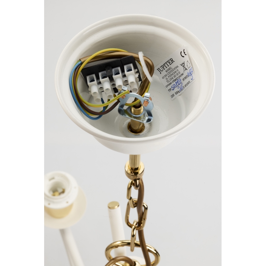 Jupiter 2085 - Lustre em corrente SAMBA 3xE27/15W/230V branco/dourado
