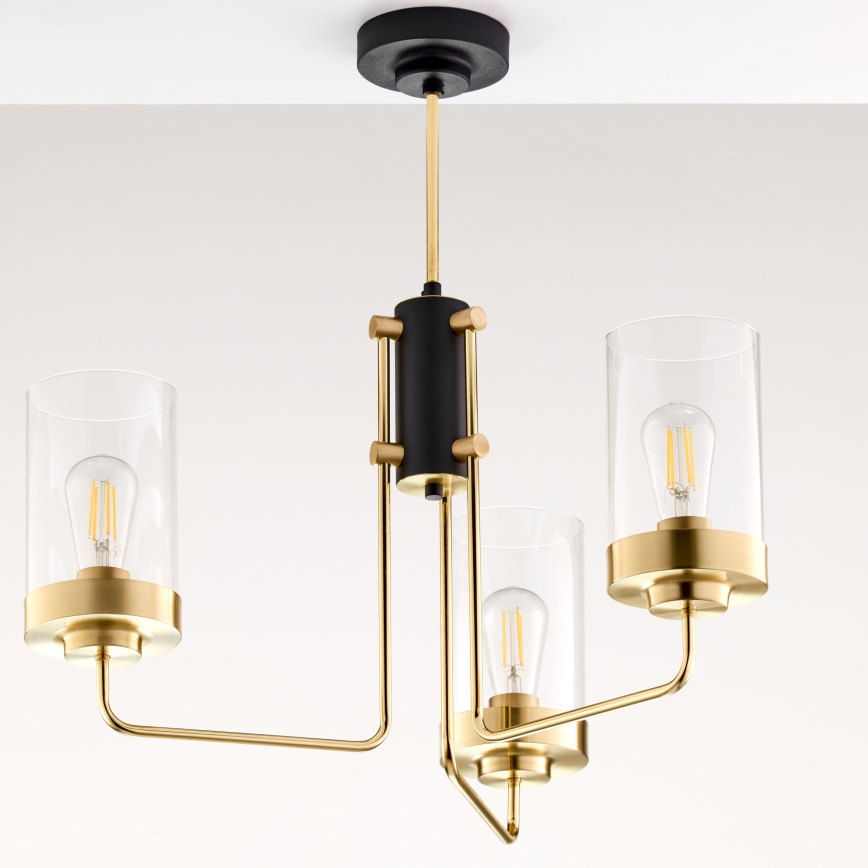 Jupiter 2087 - Lustre em haste RAMIREZ 3xE27/15W/230V dourado/preto