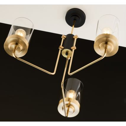 Jupiter 2087 - Lustre em haste RAMIREZ 3xE27/15W/230V dourado/preto