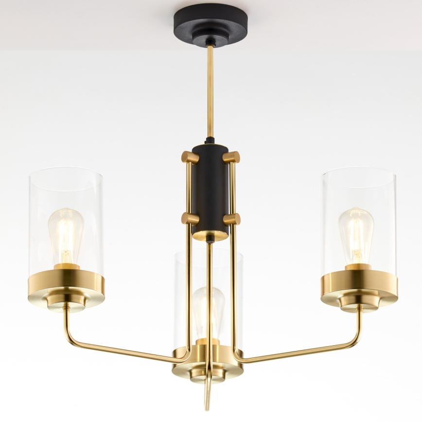 Jupiter 2087 - Lustre em haste RAMIREZ 3xE27/15W/230V dourado/preto