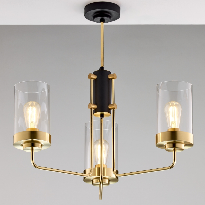 Jupiter 2087 - Lustre em haste RAMIREZ 3xE27/15W/230V dourado/preto