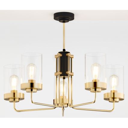 Jupiter 2088 - Lustre em haste RAMIREZ 5xE27/15W/230V dourado/preto