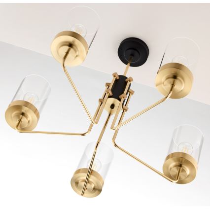 Jupiter 2088 - Lustre em haste RAMIREZ 5xE27/15W/230V dourado/preto