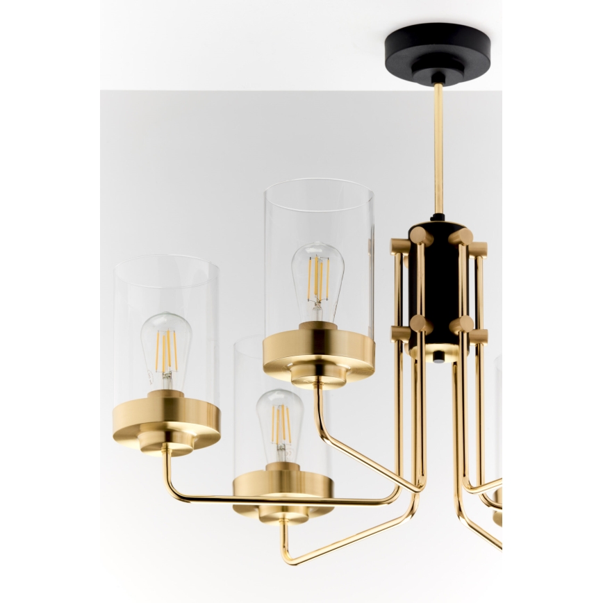 Jupiter 2089 - Lustre em haste RAMIREZ 6xE27/15W/230V dourado/preto