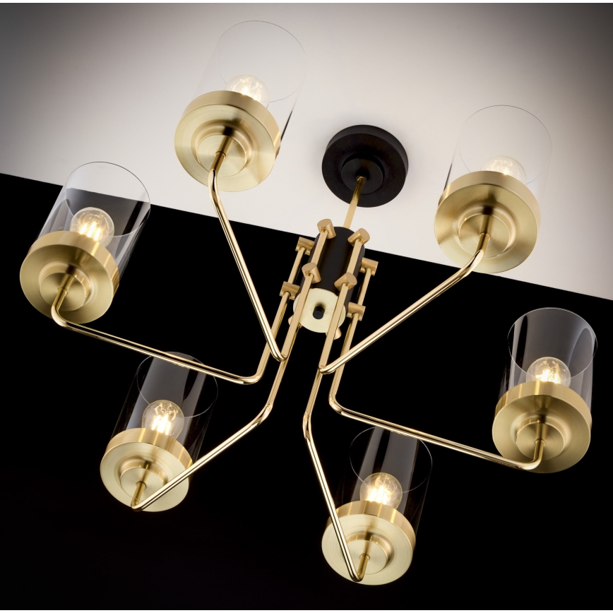 Jupiter 2089 - Lustre em haste RAMIREZ 6xE27/15W/230V dourado/preto