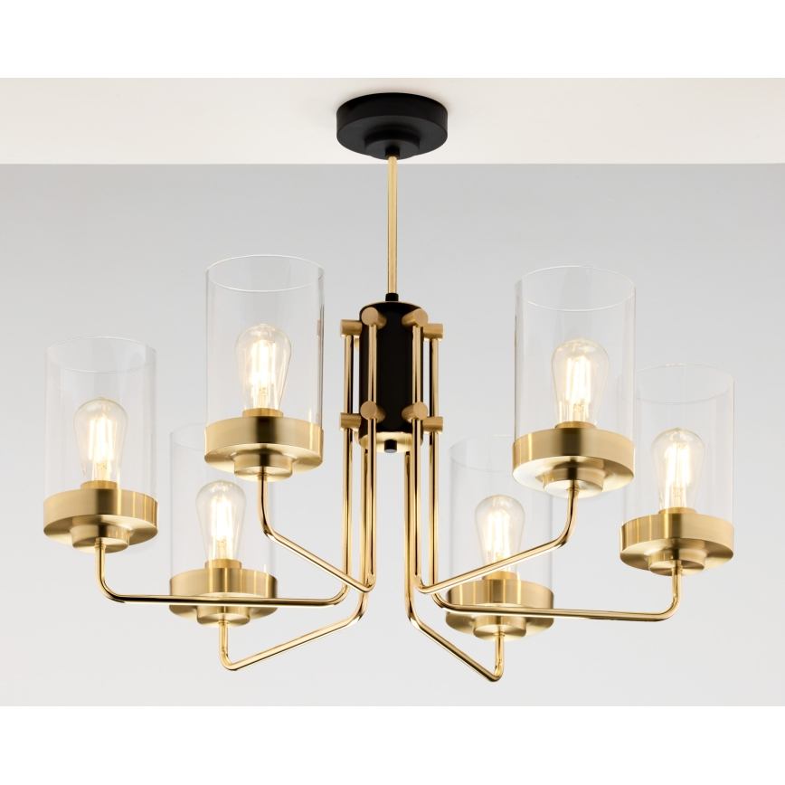 Jupiter 2089 - Lustre em haste RAMIREZ 6xE27/15W/230V dourado/preto