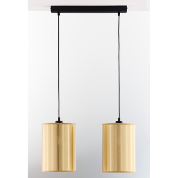 Jupiter 2091 - Lustre suspenso por cabo CORTINA 2xE27/15W/230V dourado/preto