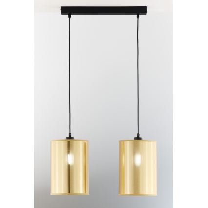 Jupiter 2091 - Lustre suspenso por cabo CORTINA 2xE27/15W/230V dourado/preto