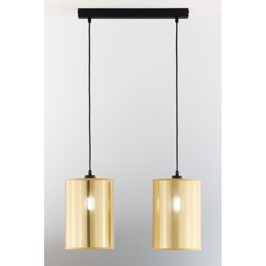 Jupiter 2091 - Lustre suspenso por cabo CORTINA 2xE27/15W/230V dourado/preto