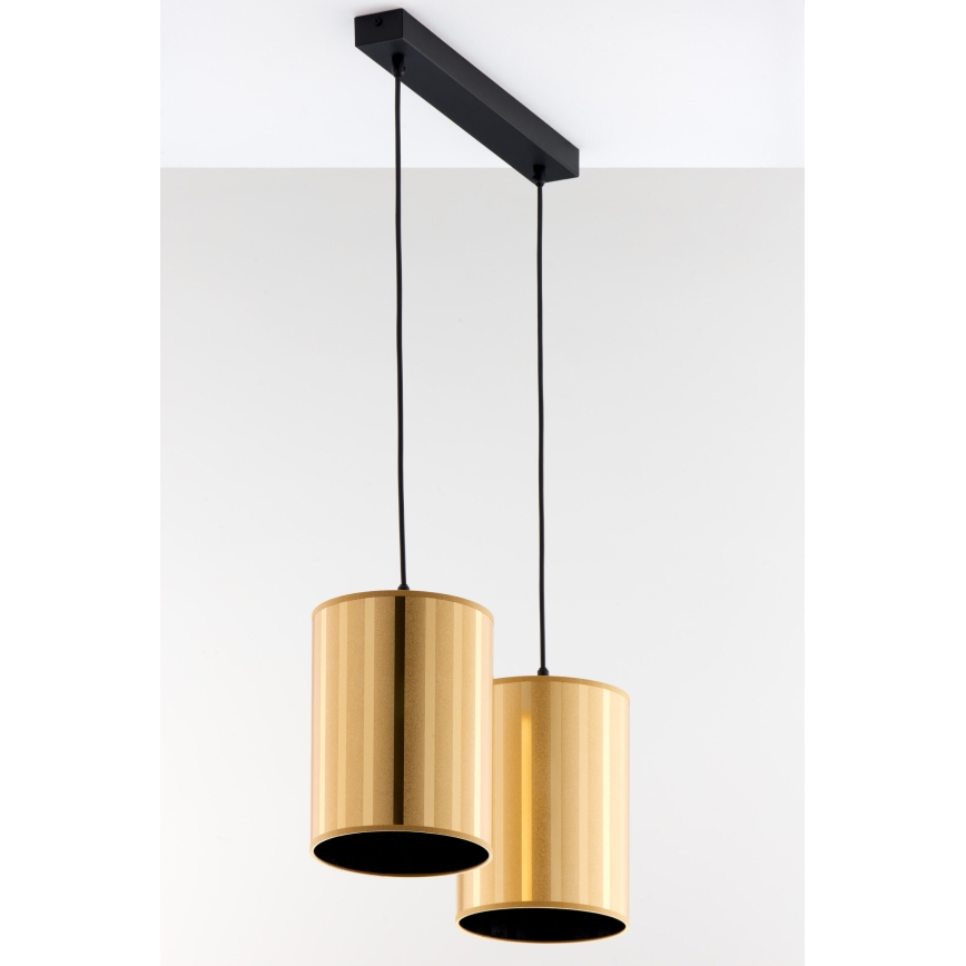 Jupiter 2091 - Lustre suspenso por cabo CORTINA 2xE27/15W/230V dourado/preto