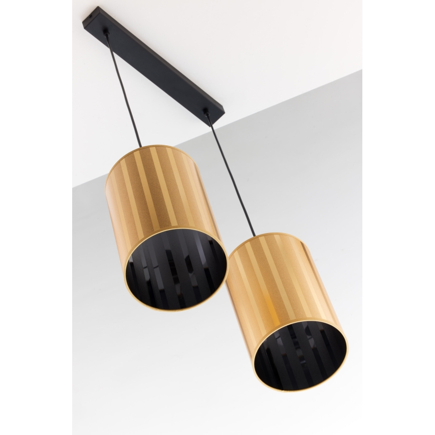 Jupiter 2091 - Lustre suspenso por cabo CORTINA 2xE27/15W/230V dourado/preto