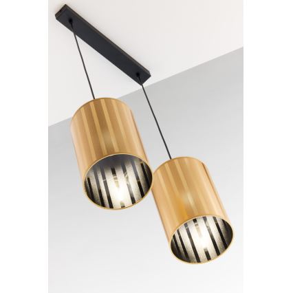 Jupiter 2091 - Lustre suspenso por cabo CORTINA 2xE27/15W/230V dourado/preto