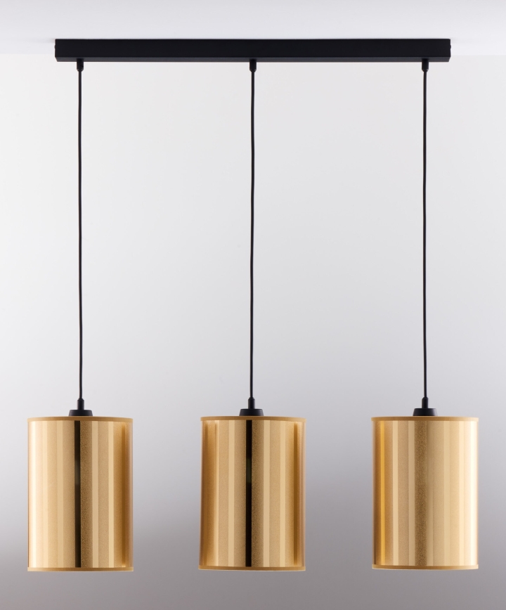 Jupiter 2092 - Lustre suspenso por cabo CORTINA 3xE27/15W/230V dourado/preto