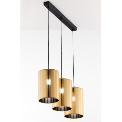 Jupiter 2092 - Lustre suspenso por cabo CORTINA 3xE27/15W/230V dourado/preto