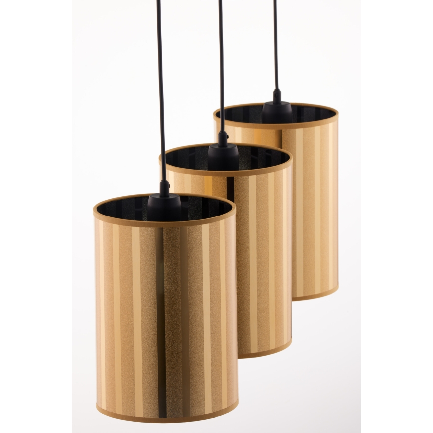 Jupiter 2092 - Lustre suspenso por cabo CORTINA 3xE27/15W/230V dourado/preto