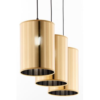 Jupiter 2092 - Lustre suspenso por cabo CORTINA 3xE27/15W/230V dourado/preto