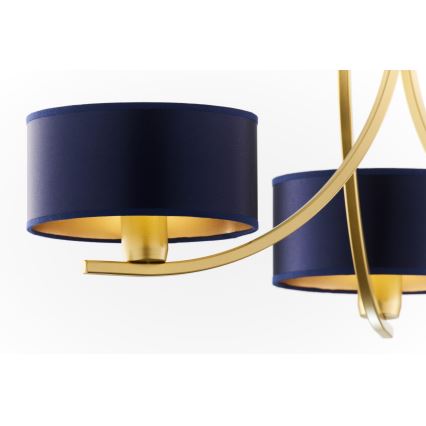 Jupiter 2093 - Lustre suspenso com corrente ARTHUR 3xE27/15W/230V azul/dourado
