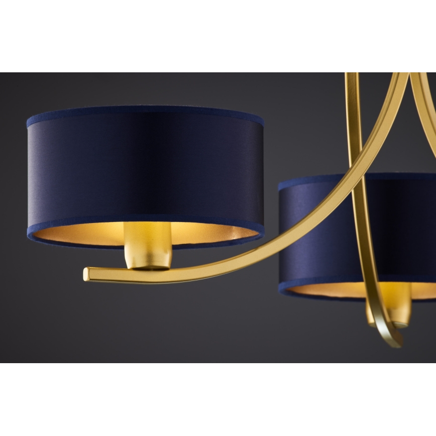 Jupiter 2093 - Lustre suspenso com corrente ARTHUR 3xE27/15W/230V azul/dourado