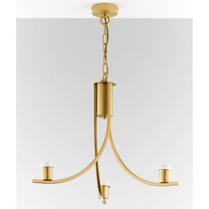 Jupiter 2093 - Lustre suspenso com corrente ARTHUR 3xE27/15W/230V azul/dourado