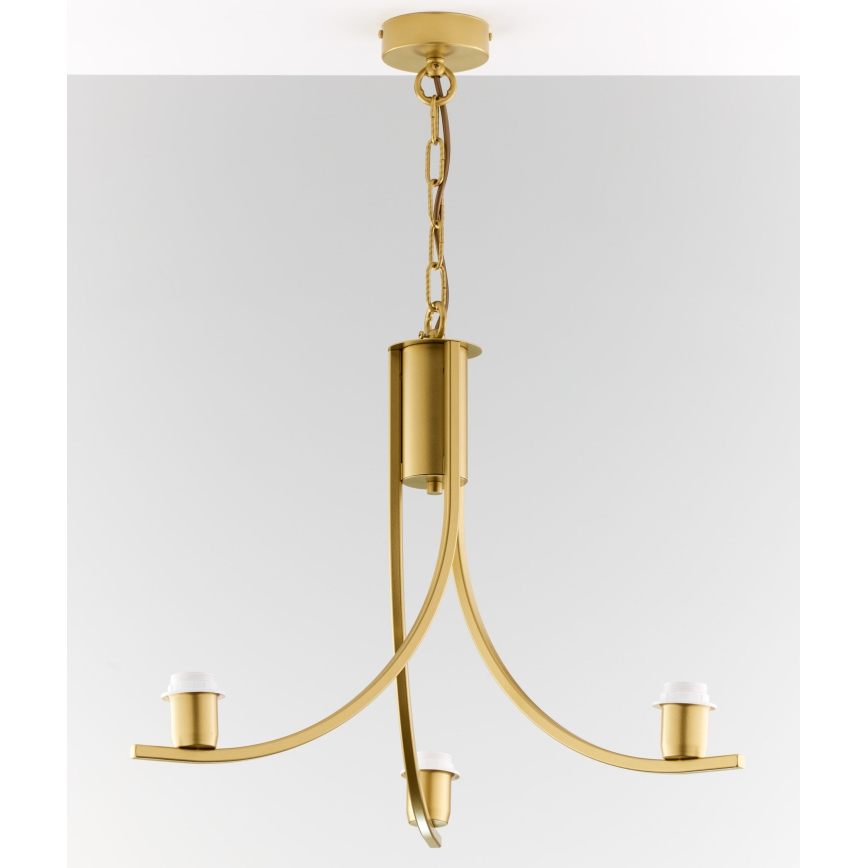 Jupiter 2096 - Lustre em corrente ARTHUR 3xE27/15W/230V branco/dourado/decoração em mármore