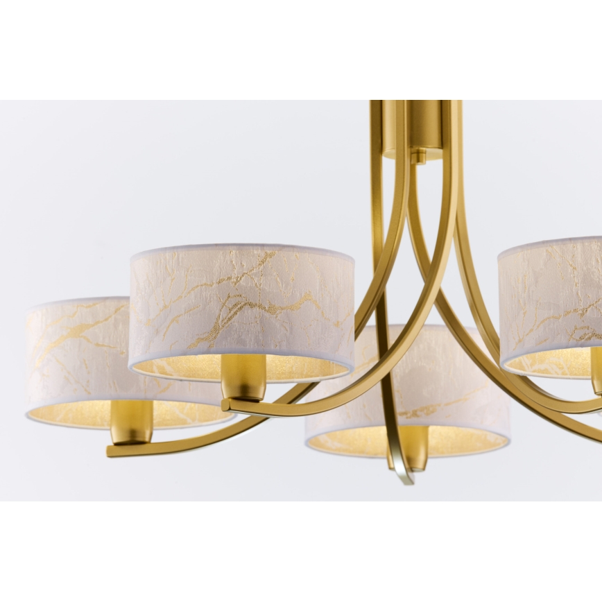 Jupiter 2097 - Lustre com corrente ARTHUR 5xE27/15W/230V branco/dourado/acabamento em mármore