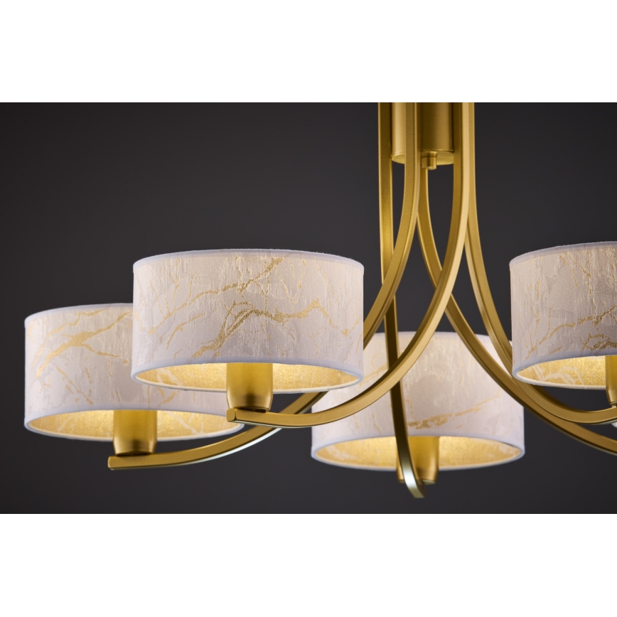 Jupiter 2097 - Lustre com corrente ARTHUR 5xE27/15W/230V branco/dourado/acabamento em mármore