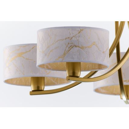 Jupiter 2097 - Lustre com corrente ARTHUR 5xE27/15W/230V branco/dourado/acabamento em mármore