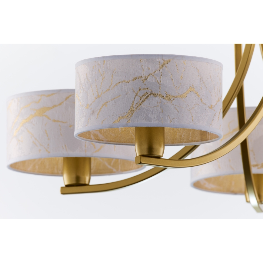 Jupiter 2097 - Lustre com corrente ARTHUR 5xE27/15W/230V branco/dourado/acabamento em mármore