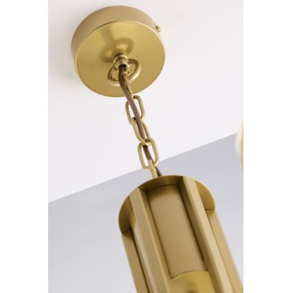 Jupiter 2097 - Lustre com corrente ARTHUR 5xE27/15W/230V branco/dourado/acabamento em mármore