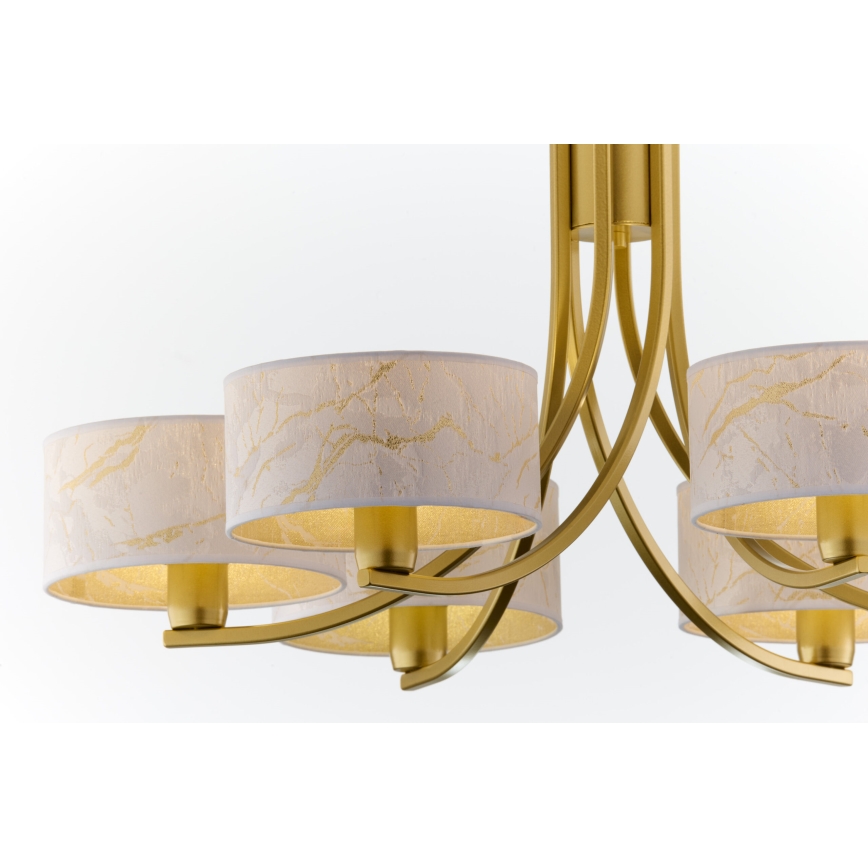 Jupiter 2098 - Lustre em corrente ARTHUR 6xE27/15W/230V branco/dourado/acabamento em mármore