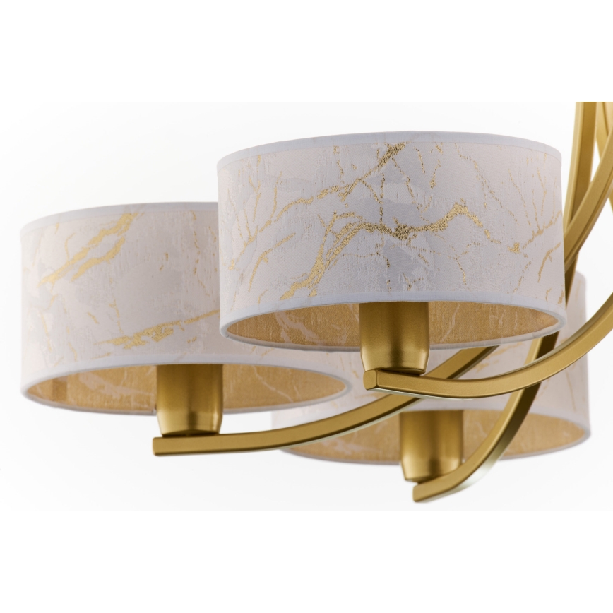 Jupiter 2098 - Lustre em corrente ARTHUR 6xE27/15W/230V branco/dourado/acabamento em mármore