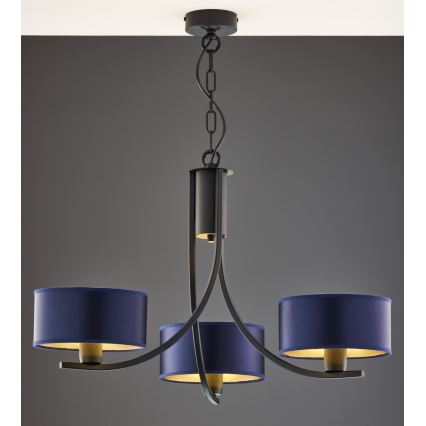 Jupiter 2099 - Lustre com corrente ARTHUR 3xE27/15W/230V azul/preto